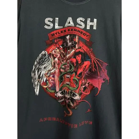 SLASH Guns N Roses Graphic Band Tee Gray NEW Size Small - Picture 3 of 6